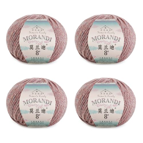 Susan's Family Molandi #8 100Merino Wool Yarn, 4x50g/82yds - Mesa Rose | 100% wool yarn, Bulky weight, skin-soft, comfort, warm, breathable, crochet/knit garment, blanket, shawl, scarf, bag - color: 28#Mesa Rose