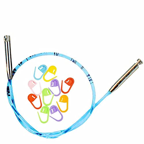 addi Skacel Click Interchangeable Cord 16 Inch for 3.5in., Rocket Tips | Uses addiClick Interchangeable System, Actual Length 9 inch (23cm) for Rocket Lace and Rocket 2 Squared Circular Tips - size: Actual 9 inch (23cm), Makes 16 inch (40cm)