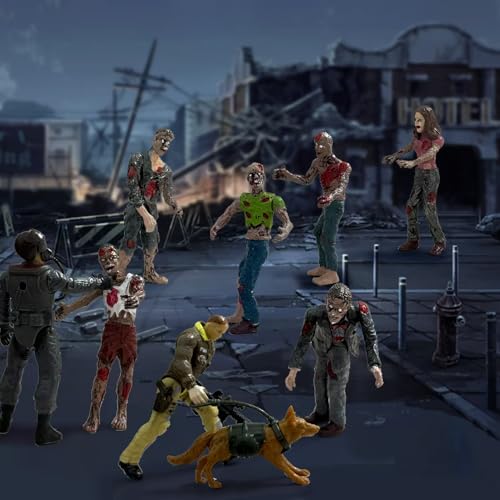 Army Men Action Figures,Zombie Figure Toys,Military Toy Xmas Gift for Kids | 14 PCS Military Playset Include Army Men Set with Weapons, Zombie Figure Toys, 2 Police Dog Figures for Kids Boys 4-7 - color: Blue