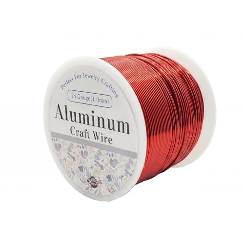 18 Gauge Aluminum Craft Wire Red 286FT 1mm, Jewelry Making, Flexible Bendable Armature Wire for Sculpting, Floral Crafts, Metal Wire Wrapping, DIY Art Projects & Wreath Making - color: Red, size: 18gauge