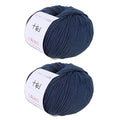 Fine Weight Knitted and Crocheted Cotton Yarn, 100% Long Staple Cotton Yarn, Baby Sports, 2 Packages of 100g/3.52oz (Per Skein 50g/162yards)-Navy Blue - color: PM15-Navy Blue