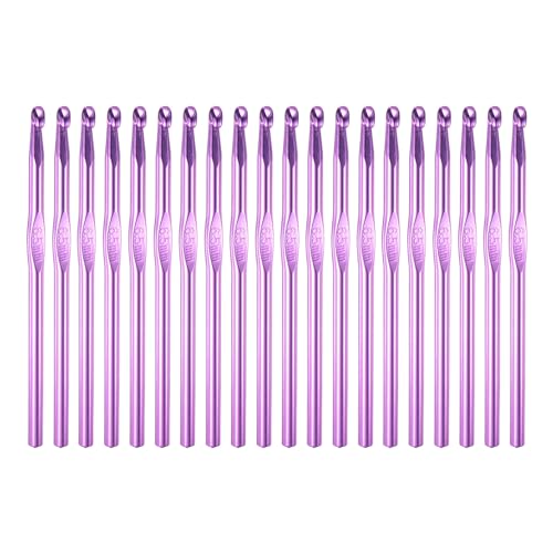 uxcell 20Pcs Aluminum Crochet Hook 6.5mm US Size K (Size 10.5) Knitting Needles for DIY Craft Yarn Purple - color: Purple, size: 6.5mm