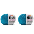 Keche Baby Cotton, 60% Cotton 40% Acrylic Yarn, Soft Cotton Yarn for Crochet and Knitting, Amigurumi Yarn 4 Skeins/Balls [1.76 Oz (50g) / 180 Yrds (165m)] x 2 Blue - color: BLUE, size: 2 SKEINS