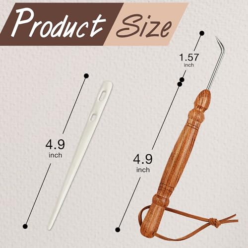 Savina Set 2 Knitting Loom Hook & Bone Nalbinding Needle - Multipurpose Weaving/Knitting/Stitching Needles for DIY & Crochet - color: Knitting Loom Hook + Bone Nalbinding Needle