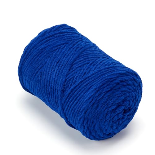 Chunky Chenille Yarn #6 Super Bulky Soft Fluffy Crochet | Easy care & beginner-friendly. Choose 0.66lb or 1.76lb. Perfect for blankets, hats, scarves, home decor. Machine washable. - color: Navy Blue, size: 0.66LB/215yds