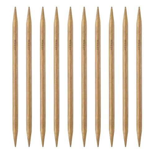 HARFINGTON 8Pcs Bamboo Knitting Needles Double Pointed Size US 15(10mm) Carbonized 10 Inch(25cm) Straight for Handmade Creative DIY Knitting Craft Yarn - size: US 15(10mm)