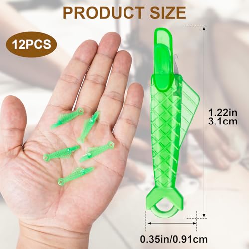 Alpinleux 12 Pcs Fish Type Sewing Machine Needle Threader, Needle Threader for Sewing Machine, Sewing Machine Threader, Needle Threaders for Hand Sewing (Green, Small)