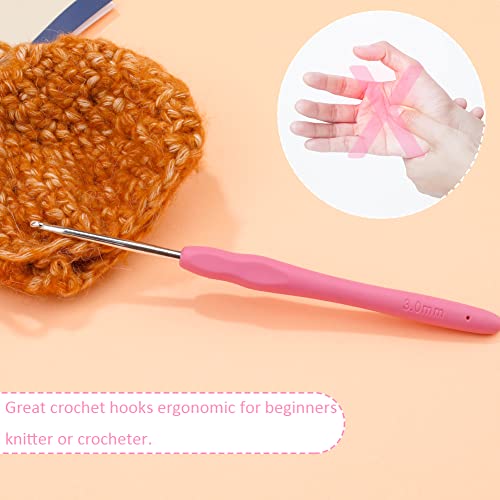 SHWAKK Crochet Hook, 3.0 mm Ergonomic Crochet Hook for Arthritic Hands | Crochet Needles, Ergonomic Handle, Knitting Needles with Soft Handle Beginners and Experienced Crochet Hobbyists (3.0 mm) - size: 3.0mm