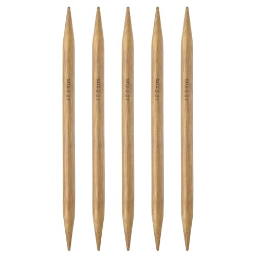 Generic 5Pcs Bamboo Knitting Needles Double Pointed Size US 15(10mm) Carbonized 7.9 Inch(20cm) Straight for Handmade Creative DIY Knitting Craft Yarn