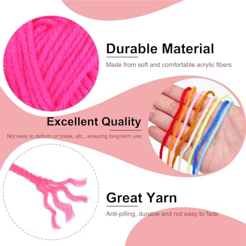 MECCANIXITY 2PCS Crocheting Yarn, Rose Pink 4 Ply Acrylic Yarn 50g Sport Weight Yarns Bulk Soft and Fluffy Yarns for Knitting DIY Crochet Handicraft Blankets Gift, 110 Yards - color: Rose Pink