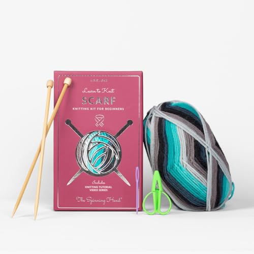The Spinning Hand Knitting Kit for Beginners Adults – Educator-Designed, Self-Striping Wool Yarn, Bamboo Needles & Video Tutorials (Nebula) - color: Nebula