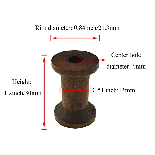 HAHIYO 1.2Inch/3cm 25PCs Vintage Coffee Color Wood Spool - Retro Unfinished Wooden Thread Spools for Textile Wire Weaving Ribbon Crafts DIY Art Education - Smooth, Rotatable Bobbins - color: Retro Coffee Color, size: 1.2Inch-25P