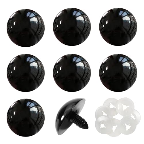 TOAOB 8pcs 35mm Large Safety Eyes for Amigurumis Black Plastic Crafts Doll Eye with Washers for DIY Crochet Stuffed Animals Doll Making Supplies - color: Black, size: 35mm