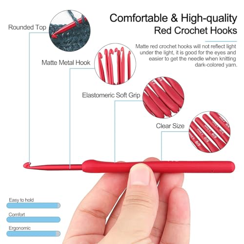 Wooden Yarn Bowl Holder, Craft Knitting Bowl with 9pcs Silicone Crochet Hooks and Crochet Ring, 6 Inch Yarn Storage Crochet Bowl Set Gift for Knitters Women Mother Grandma