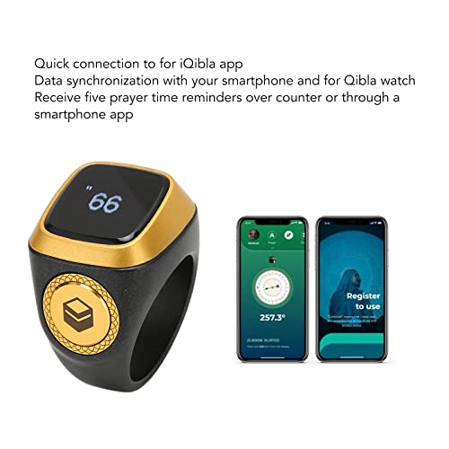 Digital Tally Counter Ring, 20mm, Black | Smart Counter with Vibration Reminder & Mini LCD Screen, Resettable, for Muslim Azan Alarm Clock