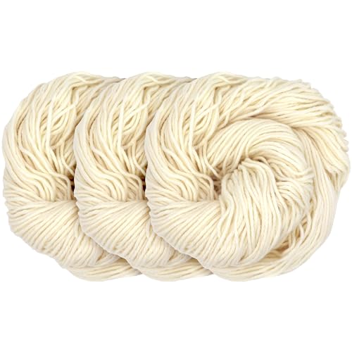 JubileeYarn Undyed Yarn - 70% Wool 30% Nylon - 100g/153 Yards - 3 Pack - color: Chunky Melody Undyed