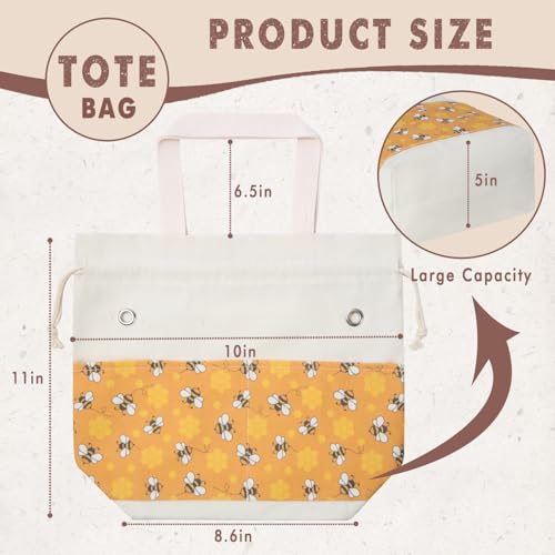 TOGETRUE Yarn Bag, Knitting Crochet Tote Bag, Yarn Storage Bags Organizer, Crochet bags for Crocheting Project, Store Skein Ball, Short Knitting Needle (Bees) - color: Bees, size: Small