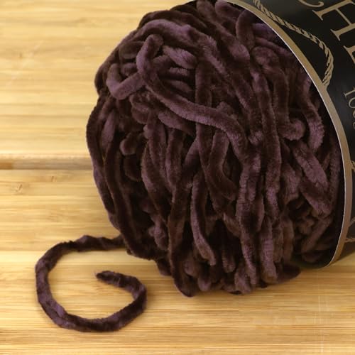 JubileeYarn Chenille Yarn - 100g/Cake Worsted Polyester - Molasses - 1 Cake - color: 030 Molasses, size: 1 Unit