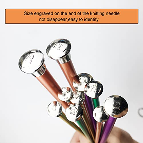 Mdoker 13.8 Inch Aluminum Knitting Needles Colored Straight Single Pointed Metal Sweater Knitting Needle for DIY Knitting Projects,Size US 13(9mm) - color: Champagne, size: US 13(9mm)