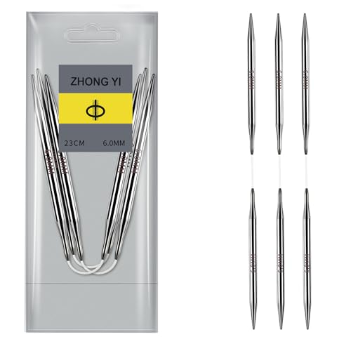 Soosui 6.0mm Circular Knitting Needles US10 |3-Pack 9-inch (23cm) Double-Pointed Flexible Circular Needles, 3cm Cable, Durable and Smooth for Sweaters, Socks, Hats, and Other DIY Knitting Projects. - size: 6.0mm/US10