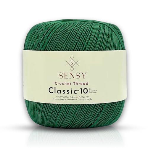 S Sensy Classic Size 10-Mercerized Giza Cotton #0 Lace Yarn Green 618 Yards - color: Green, size: 1 Skein