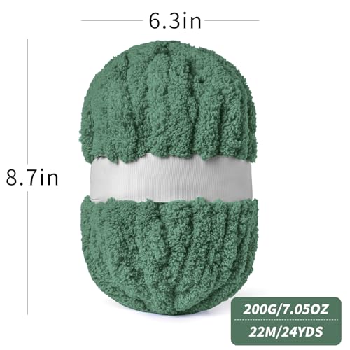 10 Pack Smoky Green Fuzzy Chunky Yarn for Hand Knitting, Bulky Thick Fluffy Chenille Yarn for Crocheting, 260yds/70.5oz Jumbo Crochet Yarns, Soft Chunky Knit Blanket Yarn for Crochet - color: 10 Smoky Green