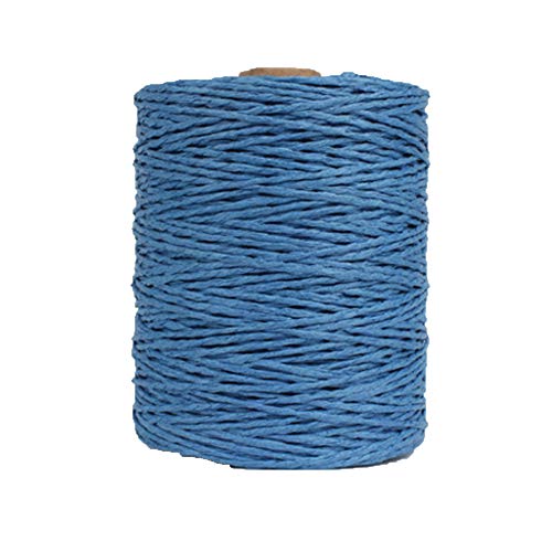 Natural Cotton Rayon Raffia Yarn for Blue Crochet Summer Sun Hat, Beach Bag, Raffia Ribbon Crochet Straw Knit Yarns, Knitting Craft Packing Twine Materials,280 Meters/306 Yards - color: Blue