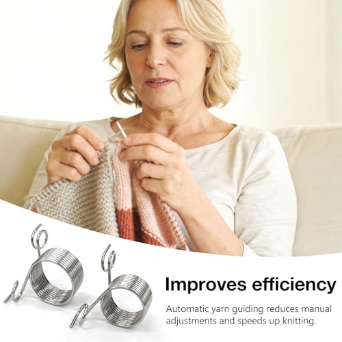10PCS Stainless Steel Yarn Guide Rings, 2 Sizes Knitting Thimble Finger Coiled Rings for Knitting Accessories ﻿