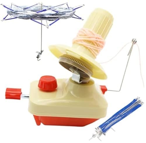 LAMXD Yarn Ball Winder and Yarn Umbrella Swift, Red Hand Operated Ball Winder 3.5 Ounce and Umbrella Swift Basic Combo Set with Metal Handle and Tabletop Clamp - size: Small Yarn Winder and Swift
