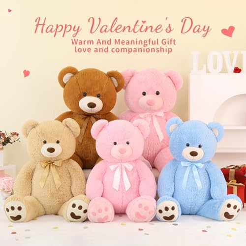 MorisMos 47inch Giant Teddy Bear Stuffed Animal 4ft, Big Teddy Bear Plush for Baby Shower, Life Size Stuffed Bear Gifts for Kids, Girls, Girlfriend, Women on Valentine, Christmas, Birthday（Blue） - color: Blue, size: 4 ft