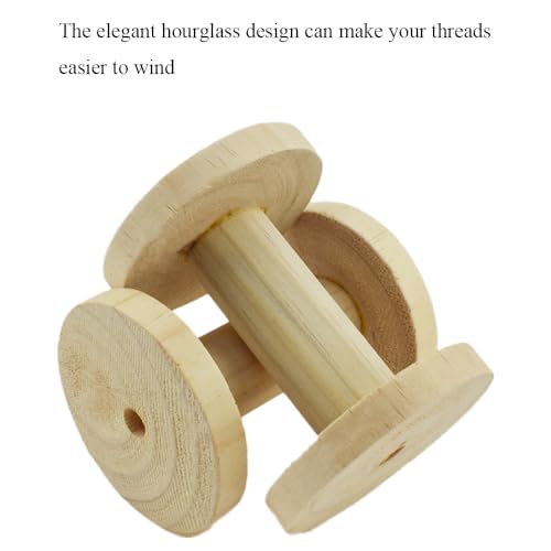 HAHIYO 4Inch/10cm 2PCs Natural Wood Unfinished Wooden Empty Thread Spool Smooth Wire Weaving Bobbin Textile Bobbin Rotatable Spool for Crafts DIY Art Education - color: Wood Color, size: 4Inch-2P