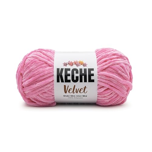 Keche Velvet Yarn for Crocheting, Soft Chenille Bulky Baby Blanket Amigurumi Yarn 100 gr (132 yds) - Baby Pink - color: BABY PINK, size: 1 SKEIN