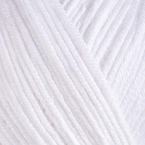 Estako Happy Cotton 60% Cotton 40% Acrylic Yarn, Sport 2, White, 4-Pack | soft, fine, 200 g, 720 yds, baby clothes, amigurumi, 2-3 mm hook, summer tops, hats, blankets - color: 4110 - White, size: 4 Skeins