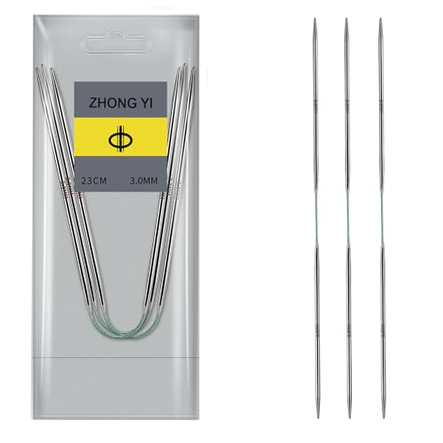 Soosui 3.0mm Circular Knitting Needles US2.5 | 3-Pack 9-inch (23cm) Double-Pointed Flexible Circular Needles, 3cm Cable, Durable and Smooth for Sweaters, Socks, Hats, and Other DIY Knitting Projects. - size: 3.0mm/US2.5