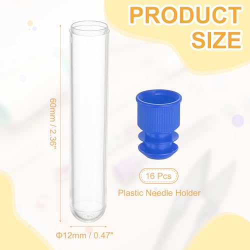 PATIKIL 2.4" Length Plastic Sewing Needle Storage Holder, 16 Pcs Portable Embroidery Needle Clear Pin Toothpick Storage Tubes Case for Craft Knitting, Blue - color: Blue, size: 2.4"
