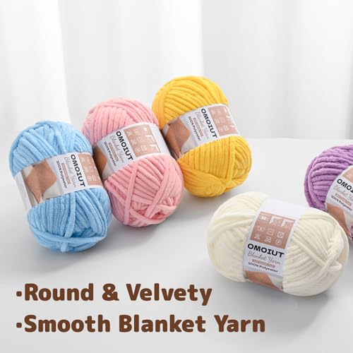 OMoiout Chunky Chenille Yarn for Crocheting, Soft Baby Blanket Yarn, #7 Super Bulky, Chunky Knit Blanket Crochet Yarn, 7 oz/109.4 yds Fluffy Velvet Amigurumi Yarn(Beige) - color: [Beige]
