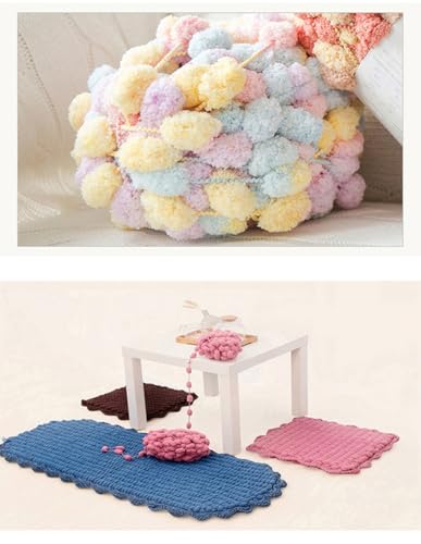 Jelly Bean Pom Bomb Yarn - 150g/Skein Super Bulky Polyester- 4 Balls Pomp-A-Doodle Yarn for Crochet Knitting Handcraft Mat Pet Nest 600g (4, Macaron) - color: Macaron