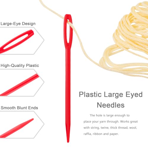 Deshionew 50 PCS Plastic Yarn Needles for Crafts, 2.7" Large Eye Safe Needles with Case, Sewing Needles for Yarn Knitting Projects, Learn Basic Stitches, DIY Sewing Handmade - 10 Colors