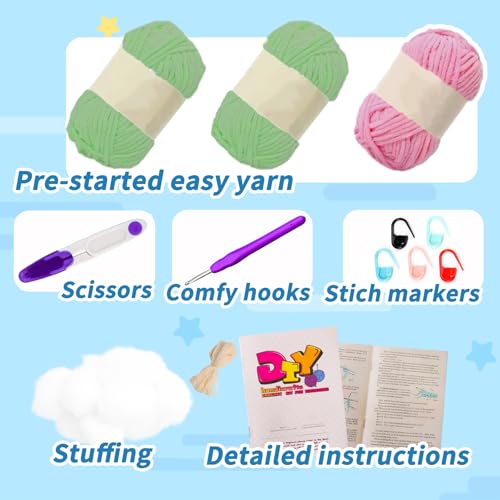 JXINLODGEG Crochet Kit for Beginners, Crochet Cat Animal Kits for Starters with Step-by-Step PDF File Tutorials, Crocheting Kit for Adults DIY Art Craft Knitting Starter with Hooks