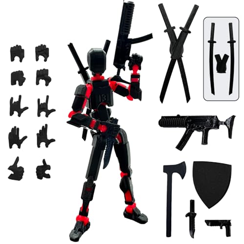 3D Printed Figure 5.54-inch Dummy13 with Weapon Expansion Set. (Black) - color: Black