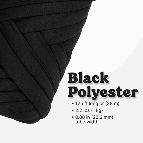 DIY, 2.2 LBS of Soft Polyester Bulky Yarn for Hand Knitting Blanket, Pillow, Handbag, Black, 41.5 Yards, Arm Knitting Yarn for Chunky Braided Knot Throw Blanket, Weave Craft Crochet | DIY Hand Knitting, For Blanket, Pillow, Handbag, Arm Knitting, Chunky B