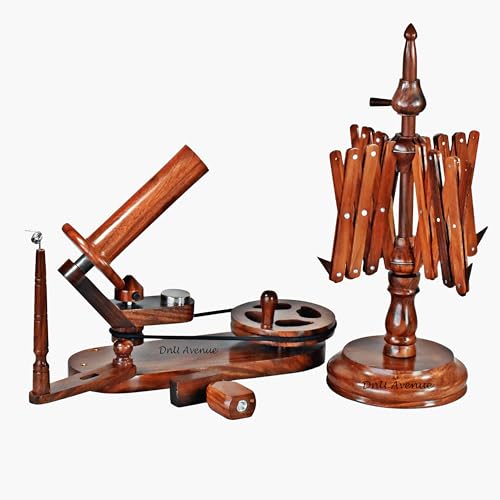 DnU Avenue Rosewood Yarn Winder and Swift Combo | Portable Wooden Yarn Ball Winder for Knitting and Crocheting | Large Capacity, Easy to Set Up, Stable - color: Yarn Winder & Swift