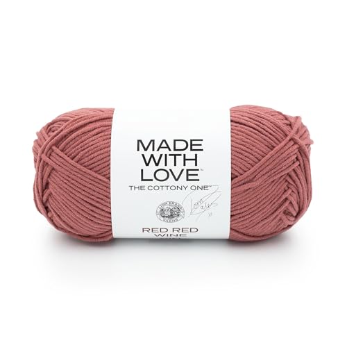 Lion Brand Yarn, Tom Daley Made with Love The Cottony One Yarn for Crocheting, Knitting, and Crafts, Red Red Wine, 1 Pack | Tom Daley Made With Love Cotton, Acrylic Yarn for Knitting, Crochet, Crafts, Worsted Fiber for Soft Blankets, Hats, Sweaters - colo
