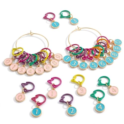 Blingcute 20-Piece Cat Numbered Stitch Markers for Crochet and Knitting | Numbered 0-9 markers in pink and blue - color: Blue and Pink