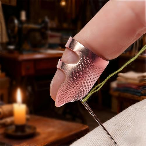 Sewing Thimble, Finger Protector for Hand Sewing, Quilting & Needlework, Comfortable Fit, Essential Sewing Accessory Safety Use - color: 1 Rose Gold M