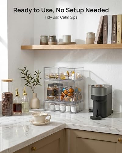 Vtopmart Clear Stackable Storage Drawers Set of 7, Plastic Organizer Bins | Multi-purpose Boxes for Baby Bottle Storage, Ideal for Kichen, Vanity, Bathroom, Undersink, Cabinet, Pantry Organization - style: 4 Small+2 High+1 Wide