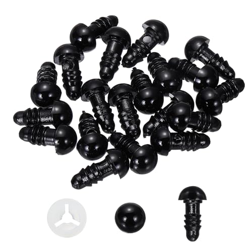 PATIKIL 8mm Safety Eyes, 30 Pcs Plastic Craft Eyes with Protective Film with Washers for Stuffed Animals Crochet Toys Dolls DIY Craft Making, Black - size: 8mm