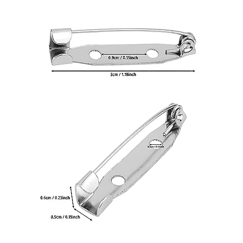 50 Pcs Silver Bar Pins, Safety Pins - Secure Back Clasp - Reliable Brooch Pins for Various Uses Locking Pins Backs Safety Clasp Brooch (30MM, Silver) - size: 30MM