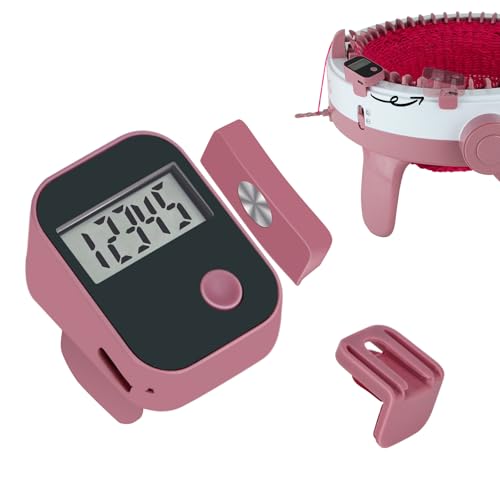 Rechargeable Knitting Machine Counter, Row Counter for Knitting Machine, Removable Magnetic Suitable for 32/40/48 Needle Row Digital Counter (Pink-1PCS)