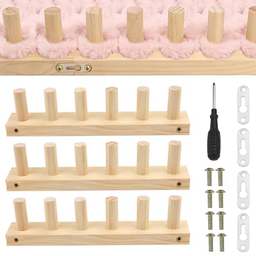Yitexin 35.4" Chunky Blanket Loom Kit, Adjustable Size Wooden Yarn Hand Knitting Loom, Foldable Chunky Blanket Peg Board with Assembly Accessory for Beginner Yarn Craft Home Decor (Beige)